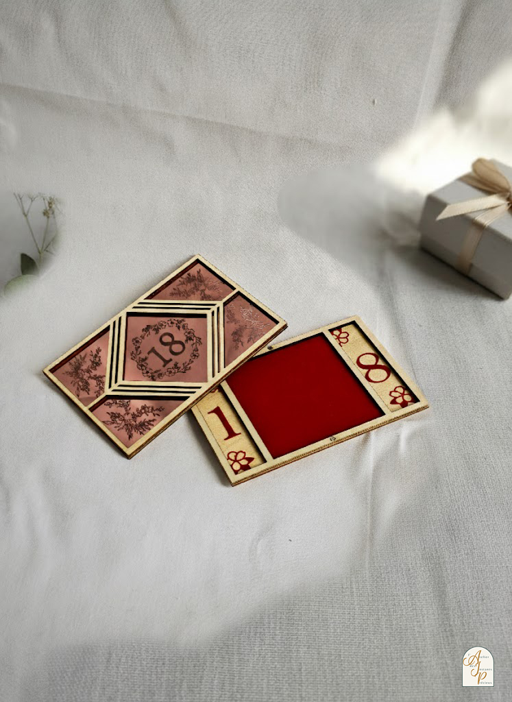 coffret révélation en bois & acrylique miroir boîte d'invitation luxe personnalisée coffret révélation en bois & acrylique miroir boîte d'invitation luxe personnalisée