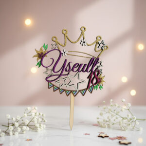 cake topper personnalisable couronne et Étoiles